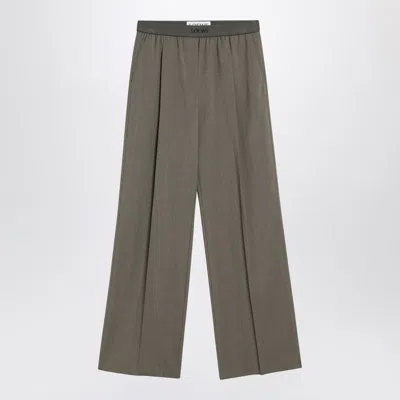 Loewe Khaki Wool Trousers Women In Green