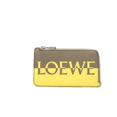 Pre-owned Loewe Khaki Yellow Leather Coin Purse/coin Case ()