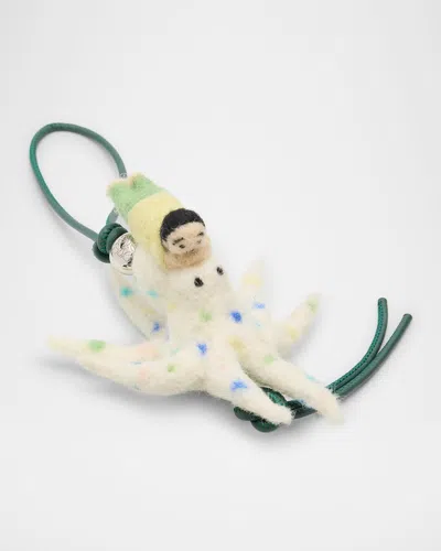 Loewe Kid And Octopus Bag Charm In Wool Felt In 1950 Soft White