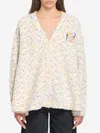 Loewe Anagram V-neck Trapeze Cardigan In White