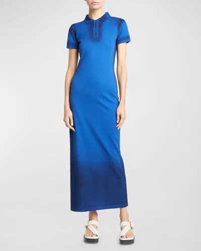 Loewe Cotton Polo Dress In Greek Blue
