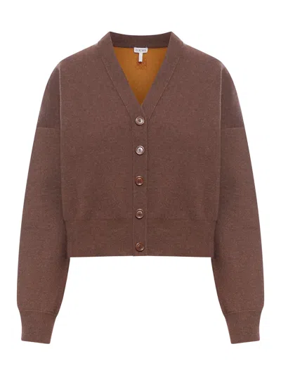 Loewe Knitted Cardigan In Brown