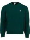 Loewe Anagram Embroidered Crewneck Sweater In Green