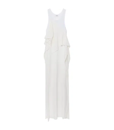 Loewe Knitted Ruffle Maxi Dress In White