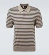 Loewe Men's Polo With Blue Stripes In Brown