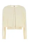 Loewe Cropped Wool Cardigan Ribbed Cuffs In Silver