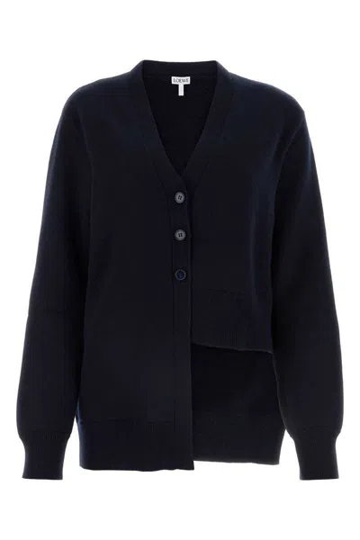 Loewe Cashmere Cardigan With Asymmetric Hemline In Blue