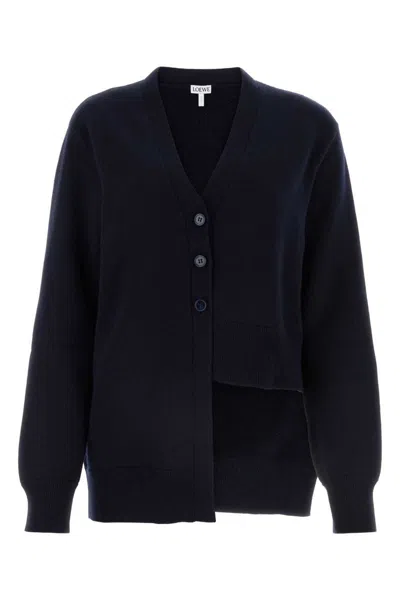 Loewe Button-fastening Asymmetric Cardigan In Blue