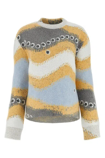 Loewe Multicolor Stretch Wool Blend Sweater In Brown