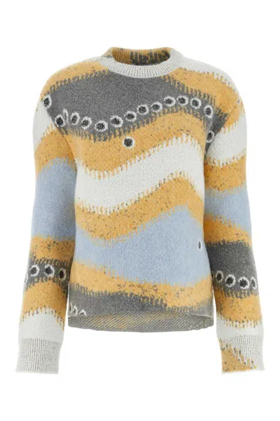 Loewe Multicolor Stretch Wool Blend Sweater In Brown
