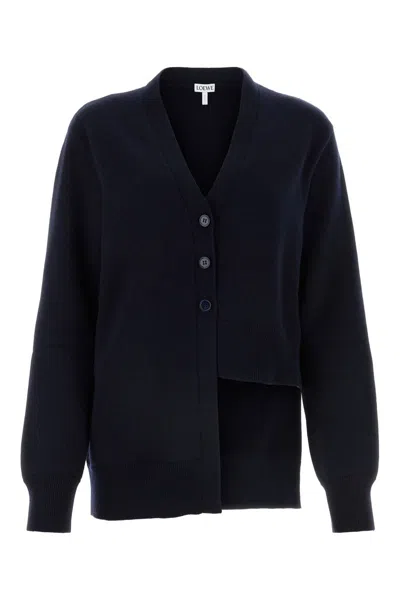Loewe Button-fastening Asymmetric Cardigan In Blue