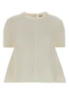 Loewe Stretch Mohair Blend Sweater Short Sleeves Crew Neck In Neutral