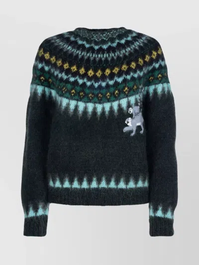 LOEWE KNITWEAR WITH ANIMAL MOTIF CREW NECK