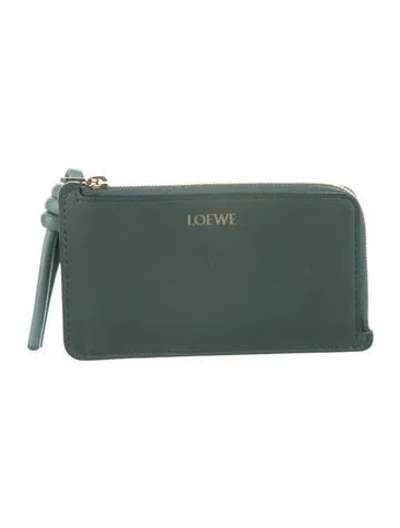 Pre-owned Loewe Knot Card Holder Leather Wallet In Blue