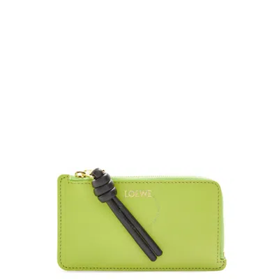 Loewe Knot Coin Calfskin Cardholder In Green