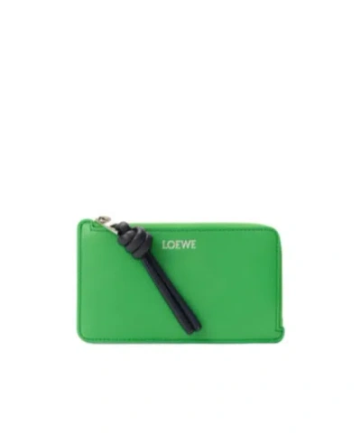 Loewe Knot Coin Cardholder In Clover Green/deep Navy Blue