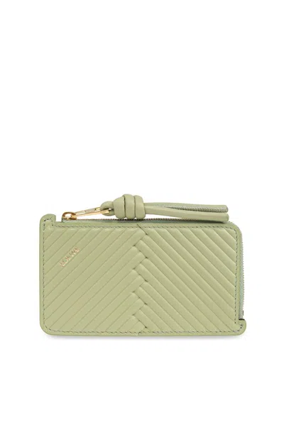 Loewe Knot Coin Cardholder In Shiny Nappa Calfskin In Green