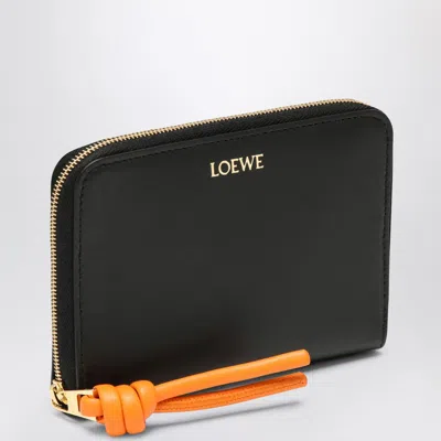 Loewe Knot Compact Zipped Wallet In Black Leather