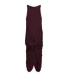 Loewe Twisted Gathered Jersey Midi Dress In Burgundy