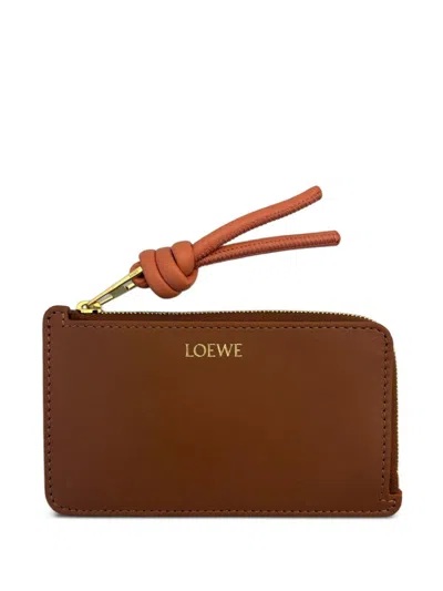 Loewe Knot Leather Card Case In Brown