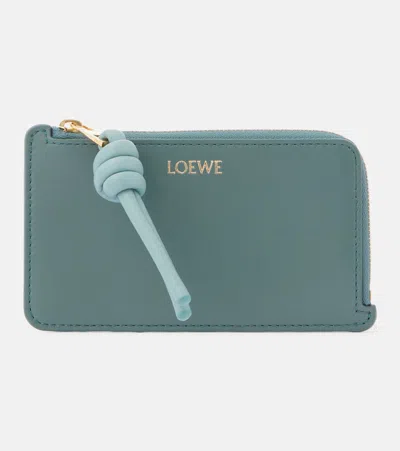 Loewe Knot Leather Card Case In Green