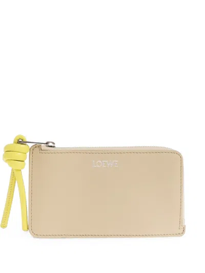 Loewe Knot Leather Card Case In Pink