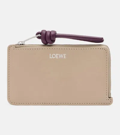 Loewe Knot Leather Card Holder In Brown