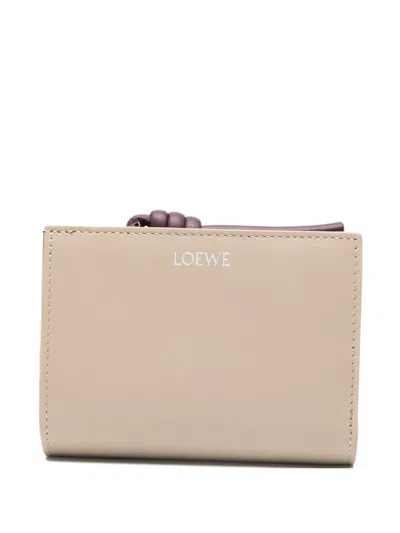 Loewe Knot Leather Compact Wallet In White