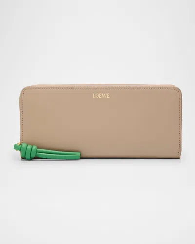 Loewe Knot Slim Leather Continental Wallet In Neutral