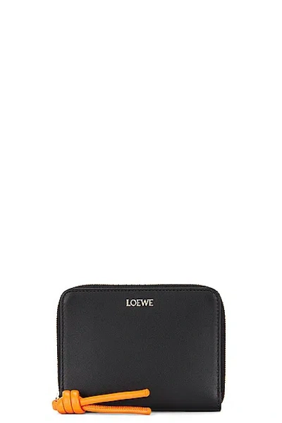 Loewe Knot Slim Zip Compact Wallet In Black & Bright Orange