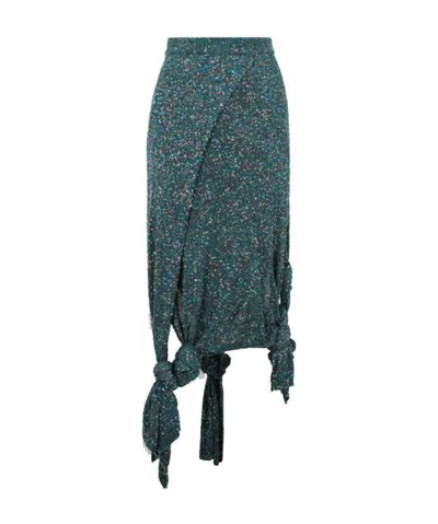 Loewe Knot-detail Knitted Skirt In Green