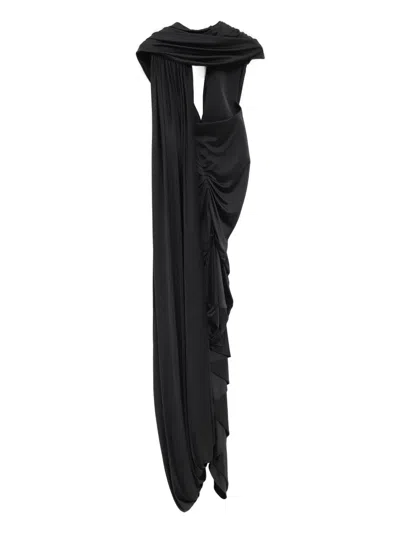 Loewe Knotted-detail Draped-design Dress In Black