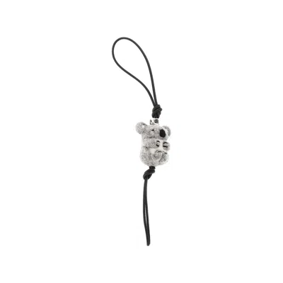 Loewe 'koala' Felt And Leather Charm In Gray