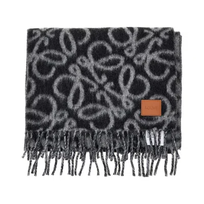 Loewe L And Alpaca Blend Anagram Scarf In Black