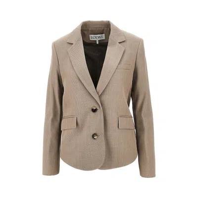 Loewe L Jacket With Gathered Back Hem In Brown