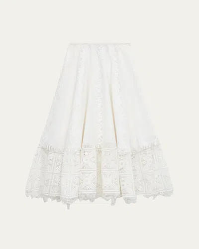 Loewe Lace-inset Layered Midi Skirt