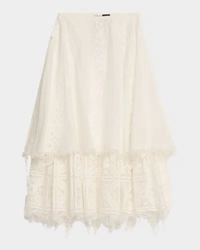 Loewe Lace-inset Layered Midi Skirt