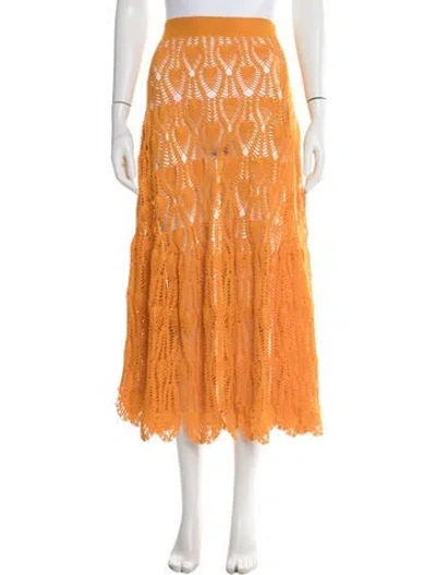 Pre-owned Loewe Lace Pattern Long Skirt In Orange