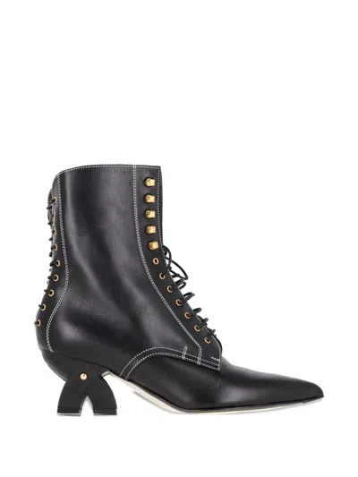 Pre-owned Loewe Lace-up Ankle Boots In Black