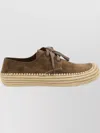 Loewe Lace Up Slippers Raffia Sole In Brown