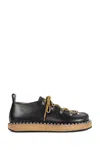 Loewe Leather Rivet Hiking Boots In Black
