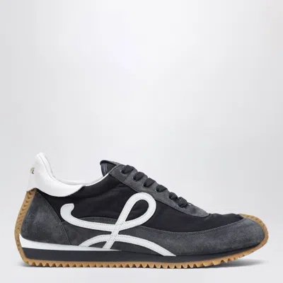 Loewe Laceup Flow Runner 2.0 Sneakers In Nylon And Suede Leather In Black