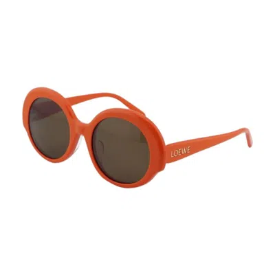 Loewe Ladies Black Round Sunglasses Lw40135f 42e In Brown