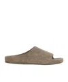 Loewe Khaki Suede Lago Slippers In Multi
