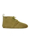 Loewe Lago Lace-up Bootie In Suede And Shearling In Green