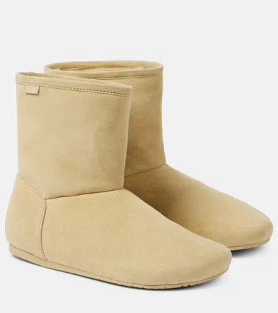 Loewe Lago Suede Ankle Boots In Beige