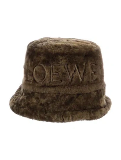 Pre-owned Loewe Lamb Fur Bucket Hat In Green