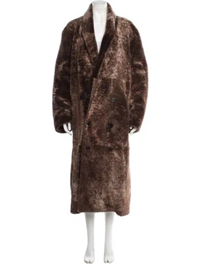 Pre-owned Loewe Lamb Fur Coat In Brown