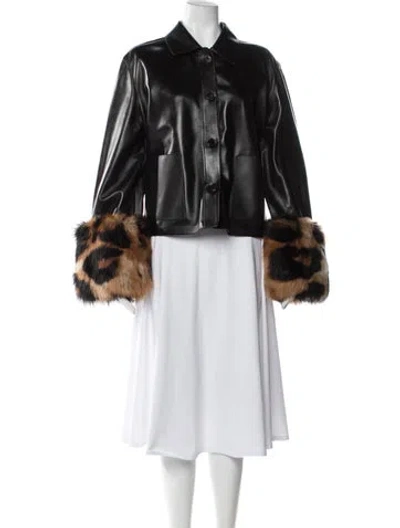 Pre-owned Loewe Lamb Leather Animal Print Jacket In Black