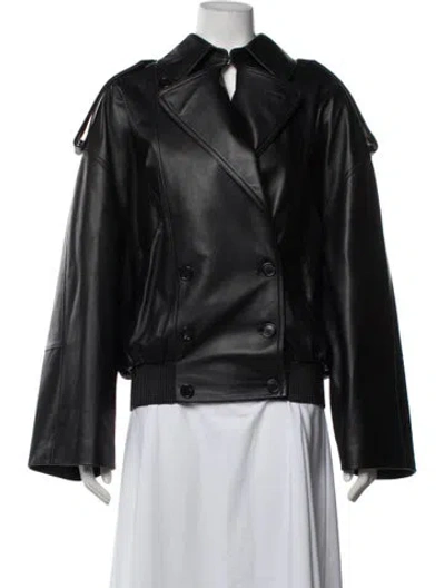 Pre-owned Loewe Lamb Leather Biker Jacket In Black